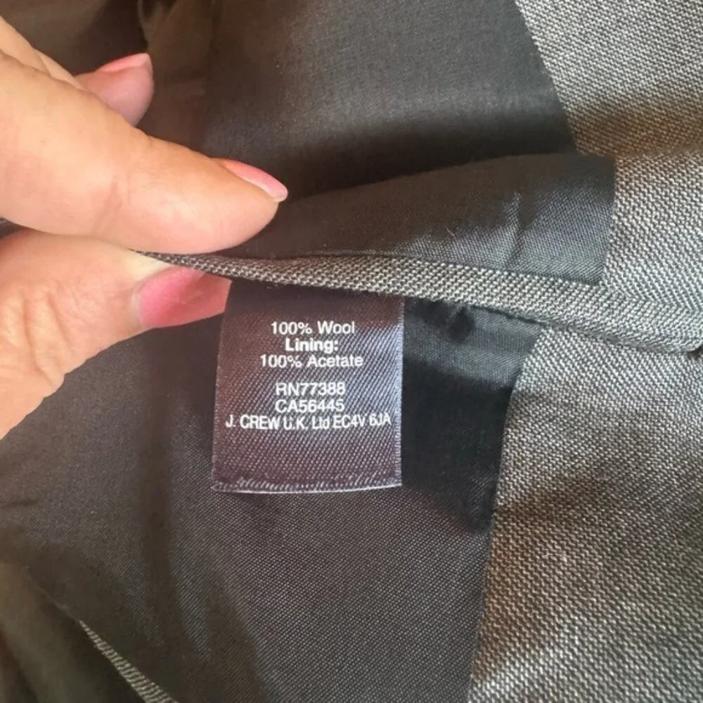J Crew Men Thompson Wool Blazer Suit Jacket Size 40L Grey Formal Career Academia